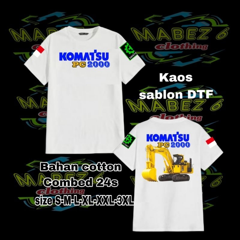 Baju kaos excavator Komatsu pc2000/kaos putih lengan pendek pria wanita/kaos sablon DTF
