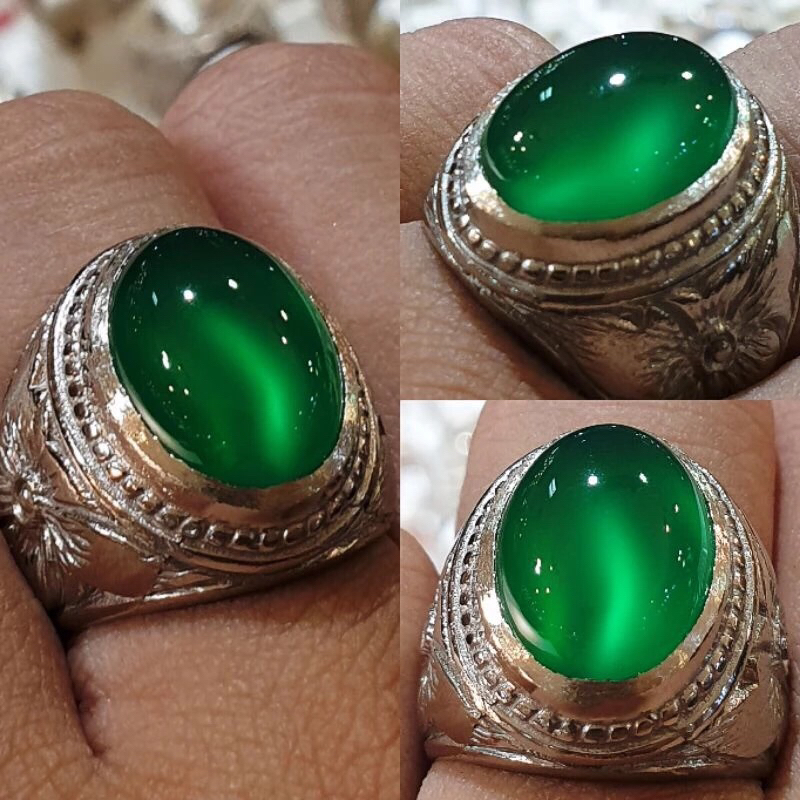 Cincin asli batu ijo chalcedoni cincin ijo garut mewah