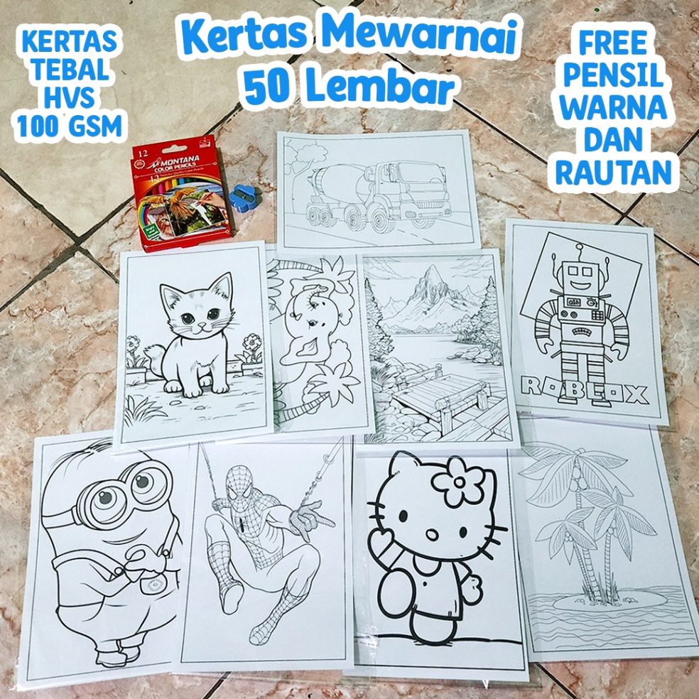 

Stock Ada 5 Lembar Mewarnai Free Pensil Warna dan Rautan
