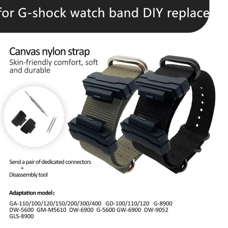 KODE C96X Tali Strap Kanvas Nato Canvas Casio GShock Adapter Konektor GShock