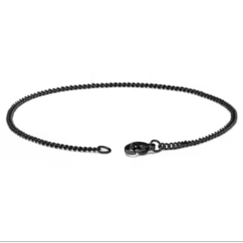 Gelang Rantai Kecil Titanium Hitam Pria Wanita Model Jalin