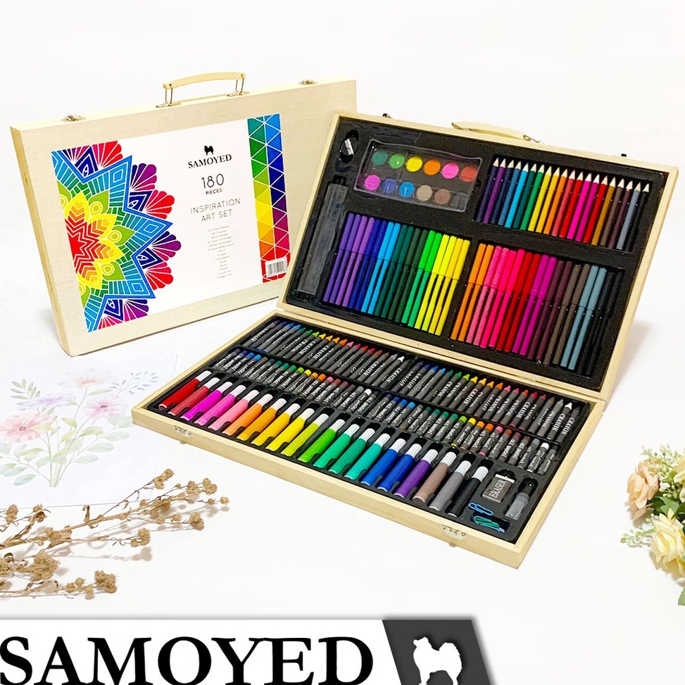 

Hadir Meriah Peralatan Gambar Warna Lukis Krayon Spidol Pensil Warna Cat Air Padat Cake Blocks Solid Kotak Koper Kayu Inspiration Art Set Samoyed INSS18