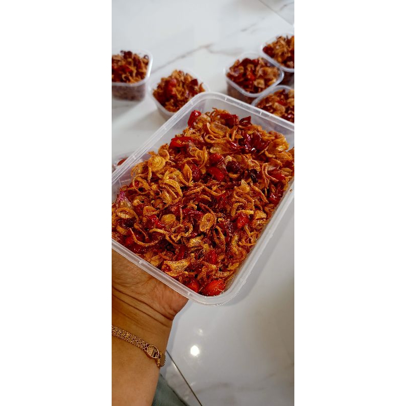 

(JUMBO) Sambal Bawang Goreng Kering Pedas Nikmat kemasan tinwall 500 ml 130 gr