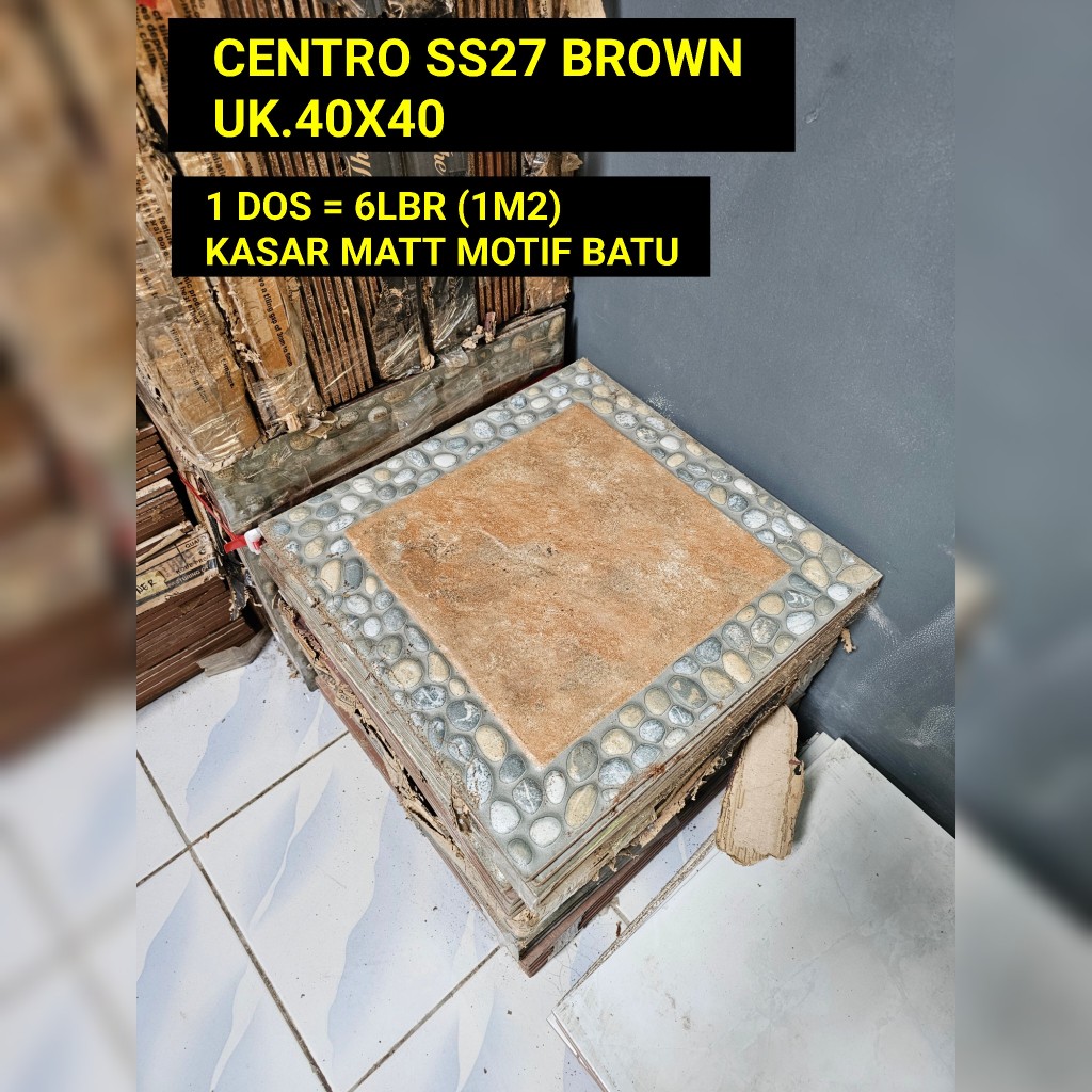 CENTRO SS27 BROWN UK.40X40 KASAR MATT MOTIF BATU KERAMIK LANTAI