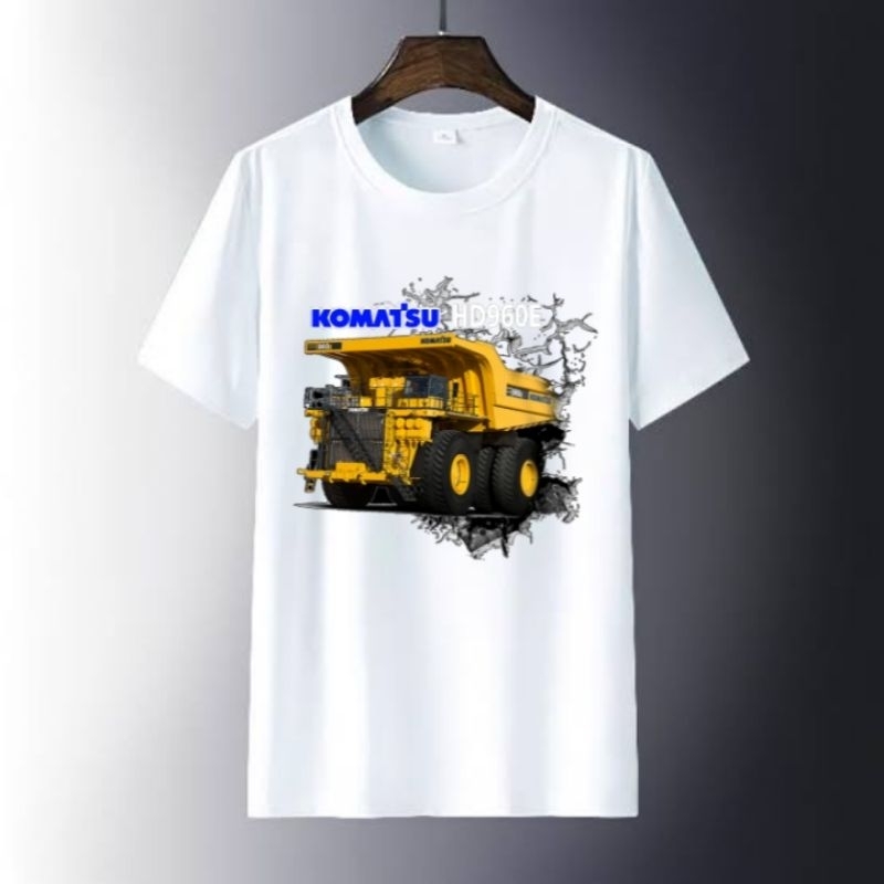 Kaos 3D Komatsu HD960E/kaos sablon DTF pria wanita Dump truck