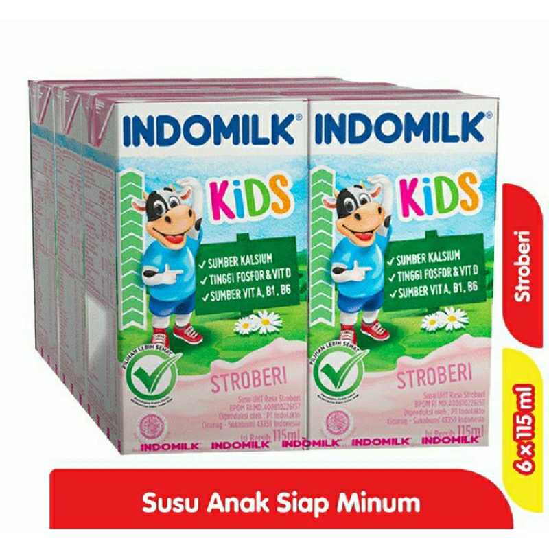 

INDOMILK Kids Susu UHT Strawberry 6 x 115 ml