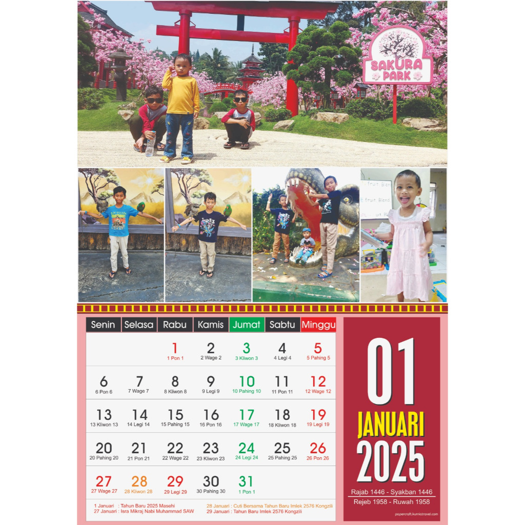 

Kalender Dinding 12 Lembar Custom Foto Tahun 2025