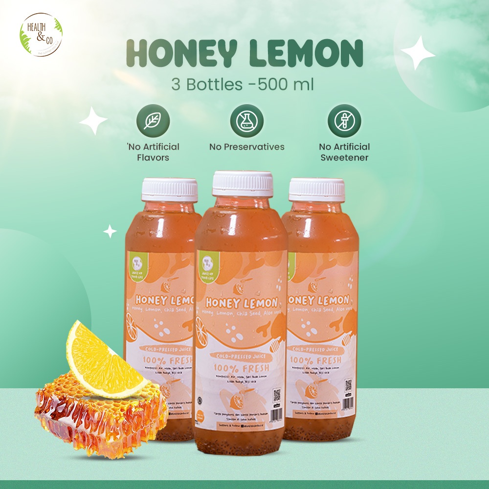 

Health & Co - Honey Lemon Drink - Minuman Sehat Detox - 3 Bottles @500ML