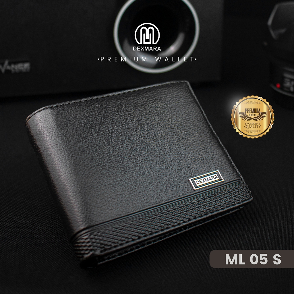 DEXMARA Dompet Pria Pendek Lipat Dua Resleting Dalam Bahan Kulit Sintetis PVC ML 05S