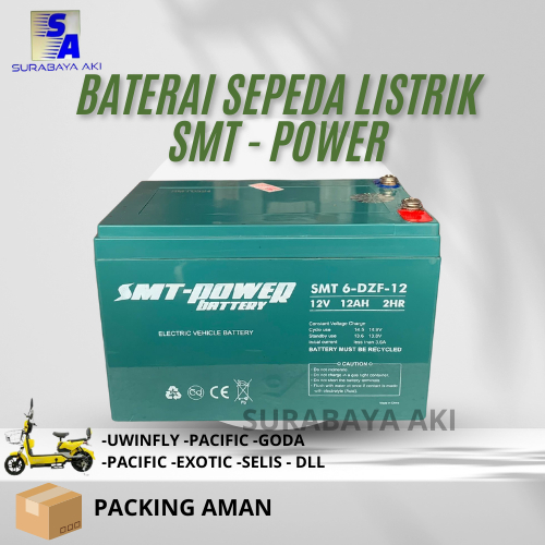 Aki Selis Samoto SMT 12v 12ah Sepeda Listrik Motor Listrik Skuter Deep Cycle VRLA AKI SEPEDA LISTRIK