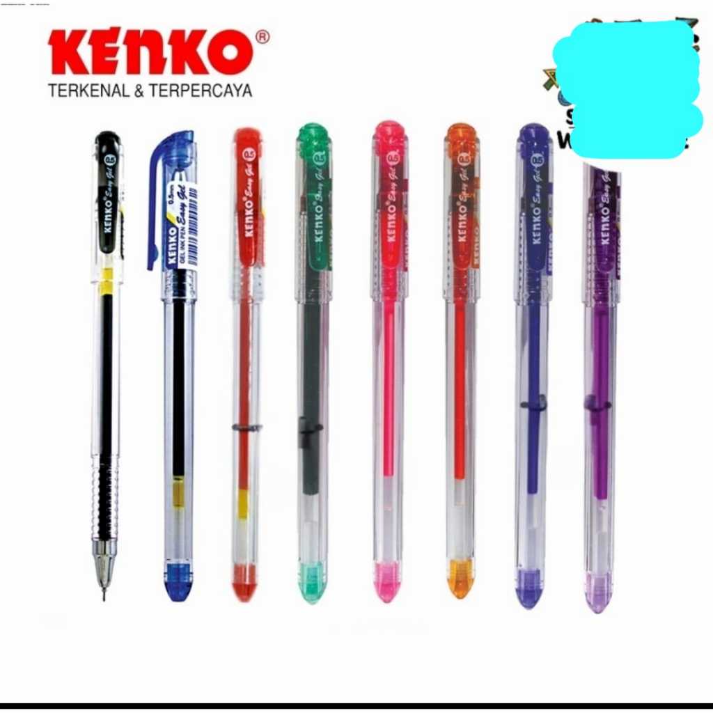 

GEL PEN Easy Gel 0.5 mm KENKO Pulpen Hitam , Biru , Merah , Orange , Violet , Green , Pink , Purple