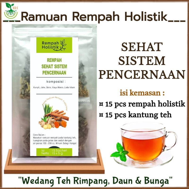 

REMPAH HOLISTIK Sehat Pencernaan | Ramuan JSR + Resep Jamu Tradisional | Teh Rimpang, Daun & Bunga "Jahe Kunyit Serai Kayu Manis Lada Hitam Chamomile