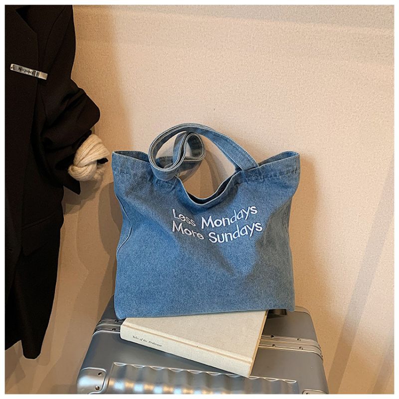 Tote bag denim jeans / tote bag kuliah / casual bag aesthetics tote bag / tas wanita lucu