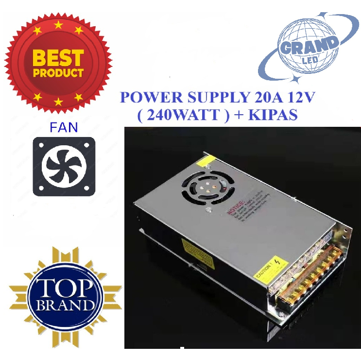 Power Supply Switching 12V 20A 240 Watt Cocok Untuk CCTV LED RADIO DSB - DC 12V