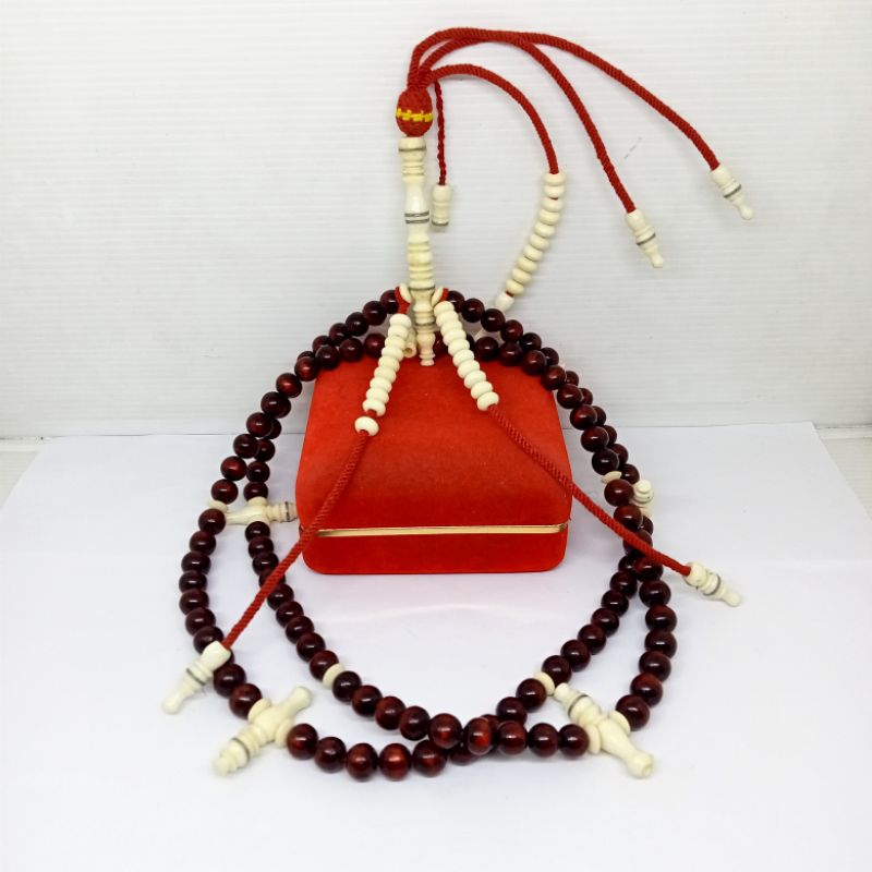 tasbih tijani akar bahar merah kombinasi tulang kerbau A202