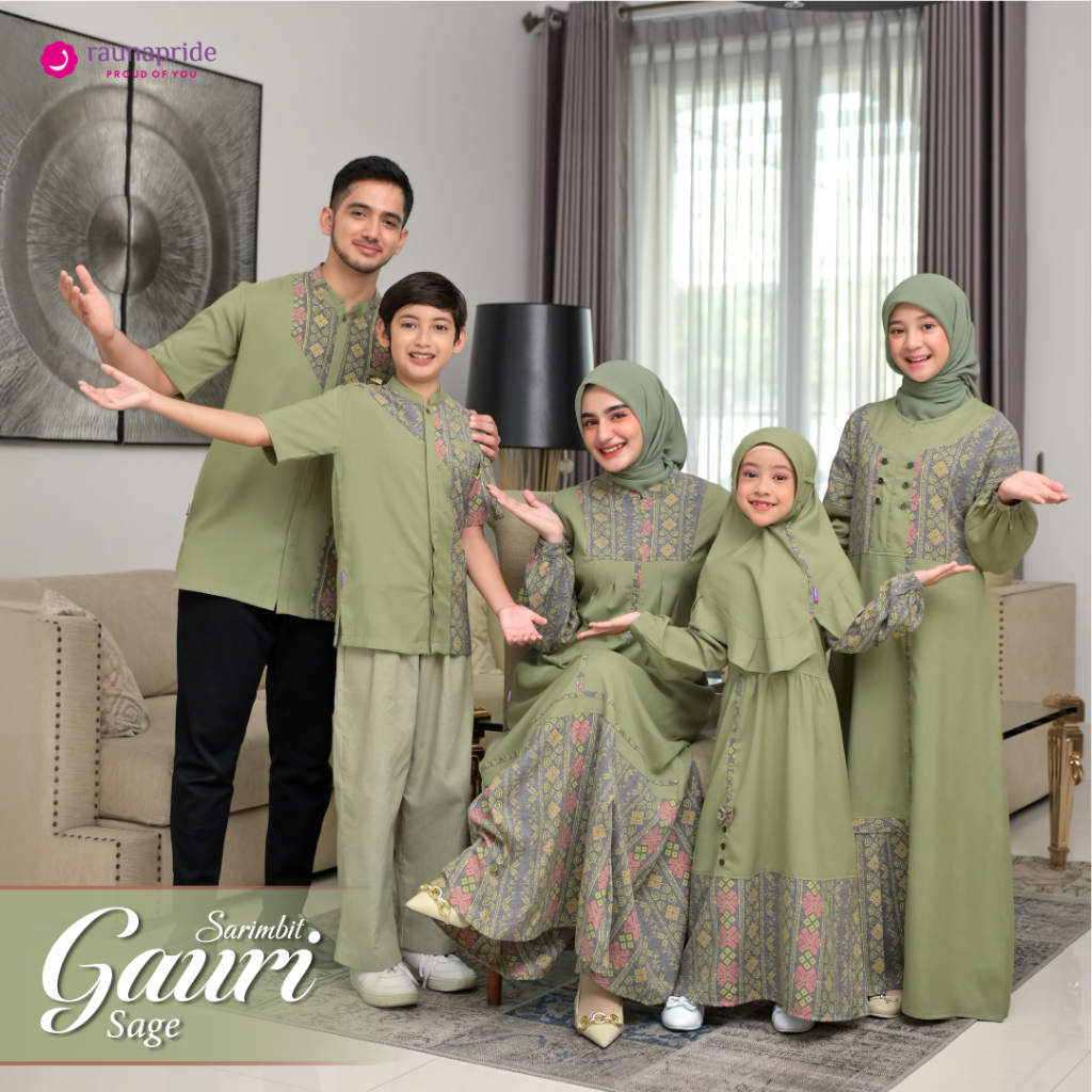 Rauna Pride - Baju Keluarga Muslim - Sarimbit Gauri Sage