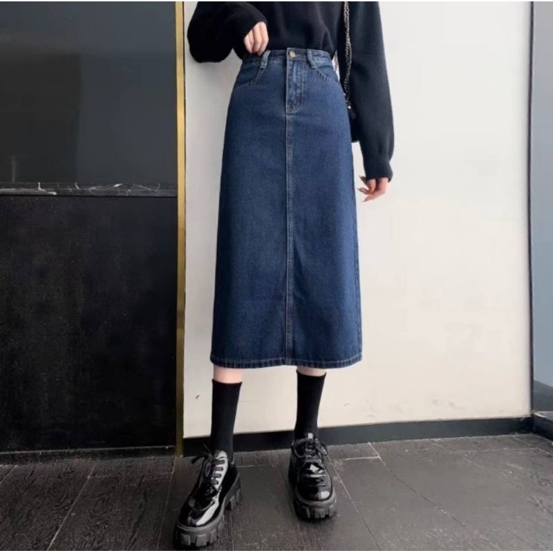 Rok Span Jeans/ HighWaist Rok Jeans Span/Rok Span Basic Jeans Kekinian