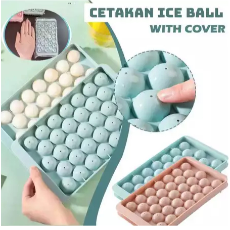 ⭐Dreamyhouse⭐CETAKAN ES BATU BULAT JELLY BALL PUDING BUAH 33 LUBANG ICE TRAY MINI SIZE