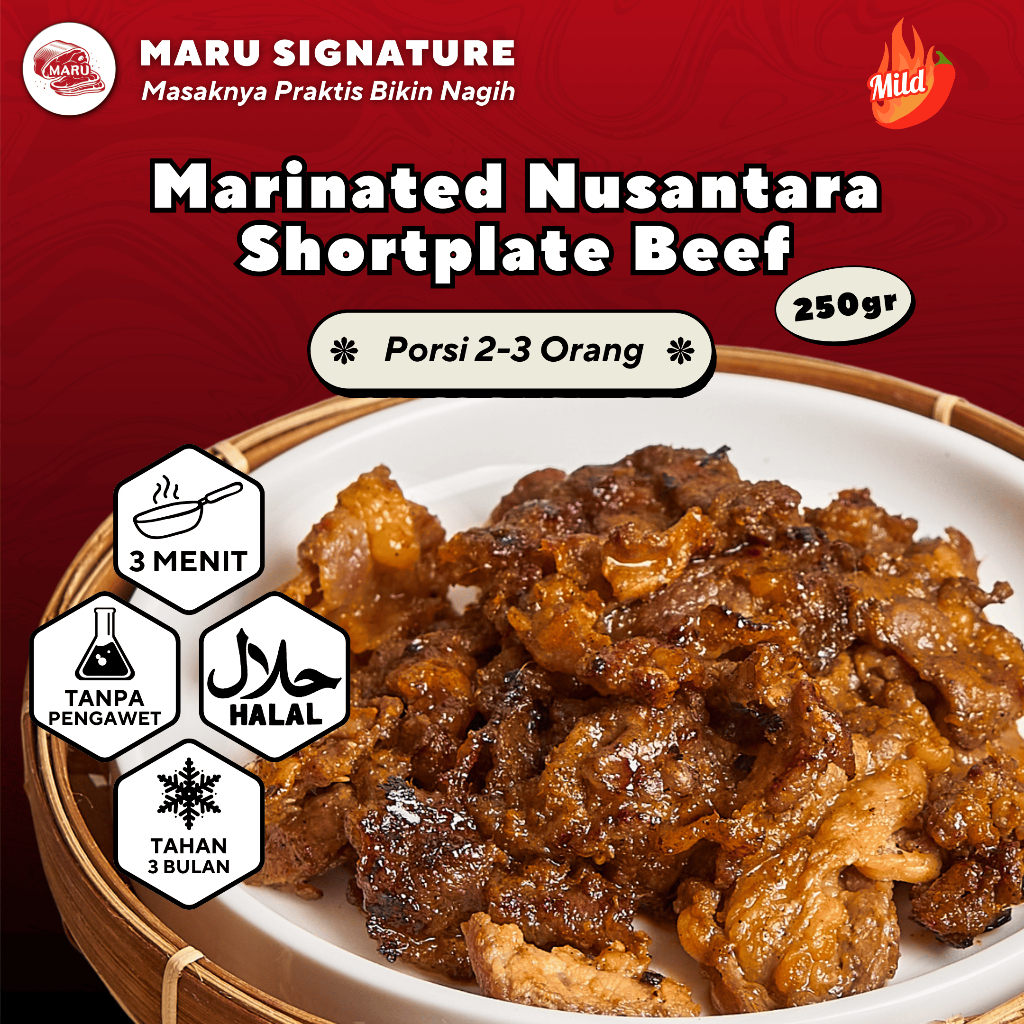 

MARU SIGNATURE Daging Sapi Shortplate Slice Marinasi Bumbu Nusantara 250gr Halal