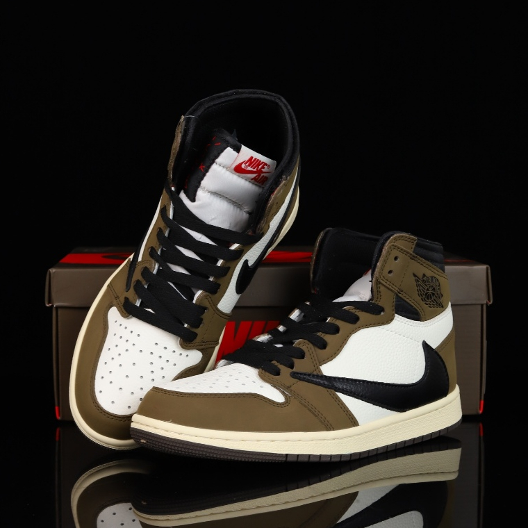 SEPATU NIKE AIR JORDAN 1 RETRO HIGH TRAVIS SCOTT BROWN MOCHA ORIGINAL VIETNAM BNIB SNEAKERS CASUAL P