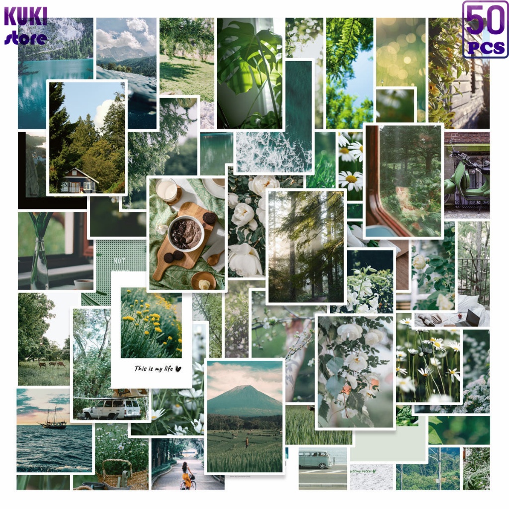 

50 Pcs Sticker Gaya Antik, Gunung Dan Sungai, Foto Segar Berlaku Untuk Dekorasi Stiker Laptop Buku