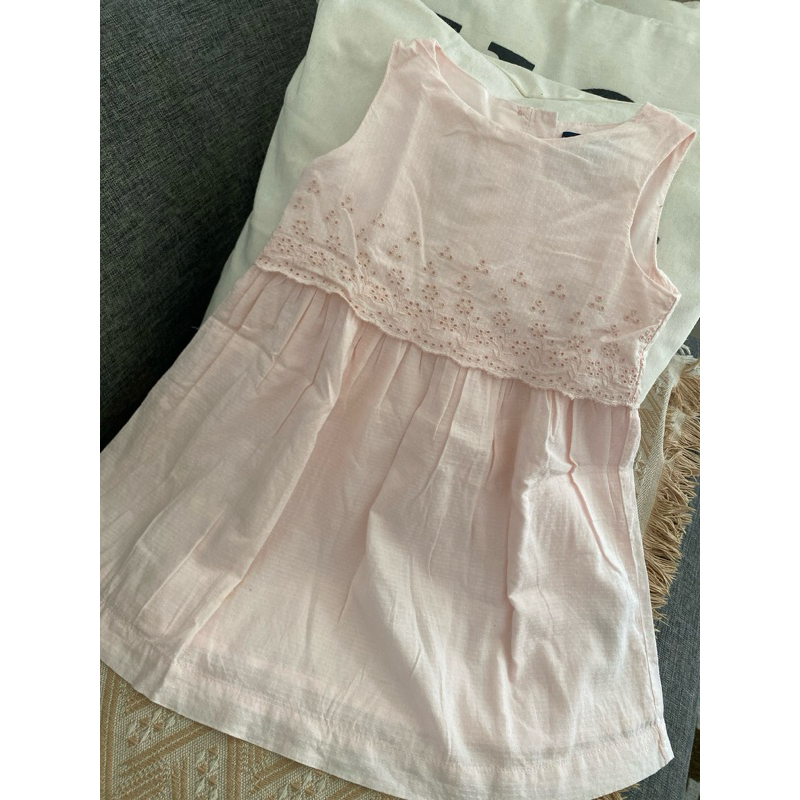 preloved dress katbol baby girls warna peach pastel size 2tahun brand baby GAP katun timbul emboride
