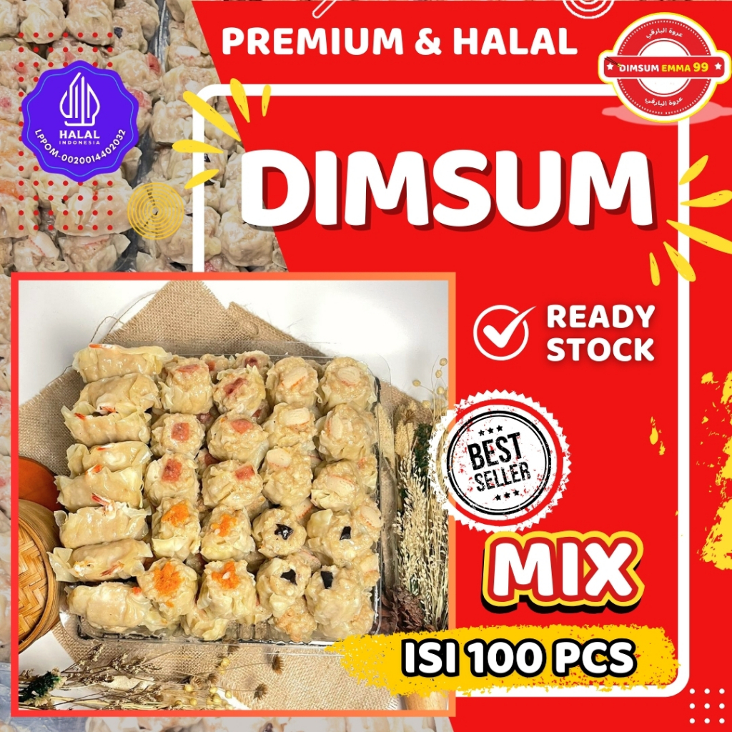 

GROSIR!! BEST SELLERR Dimsum Ayam Frozen Mix Topping 100 pcs Premium GRATIS Saus Merah & Lada Hitam