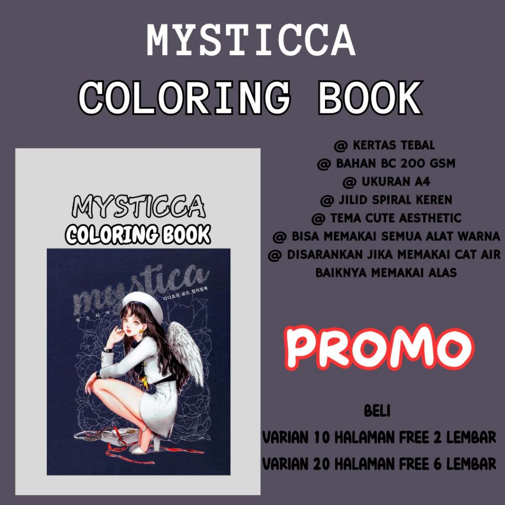 

MYSTICCA Tema Buku Mewarnai Coloring Book Premium Murah Sketsa Menggambar Anak Dan Dewasa A4 Tebal