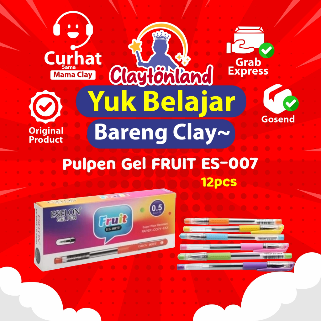 

12pcs Pulpen Gel FRUIT ES-007 / 1pak Pulpen Gel Office 0,5mm