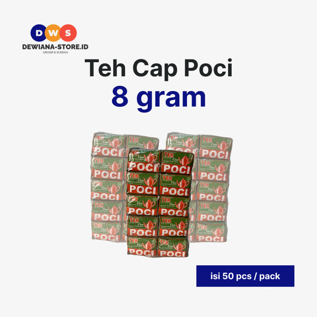 

GROSIR Teh Bubuk Cap Poci 8g (Isi 50pcs/pack)