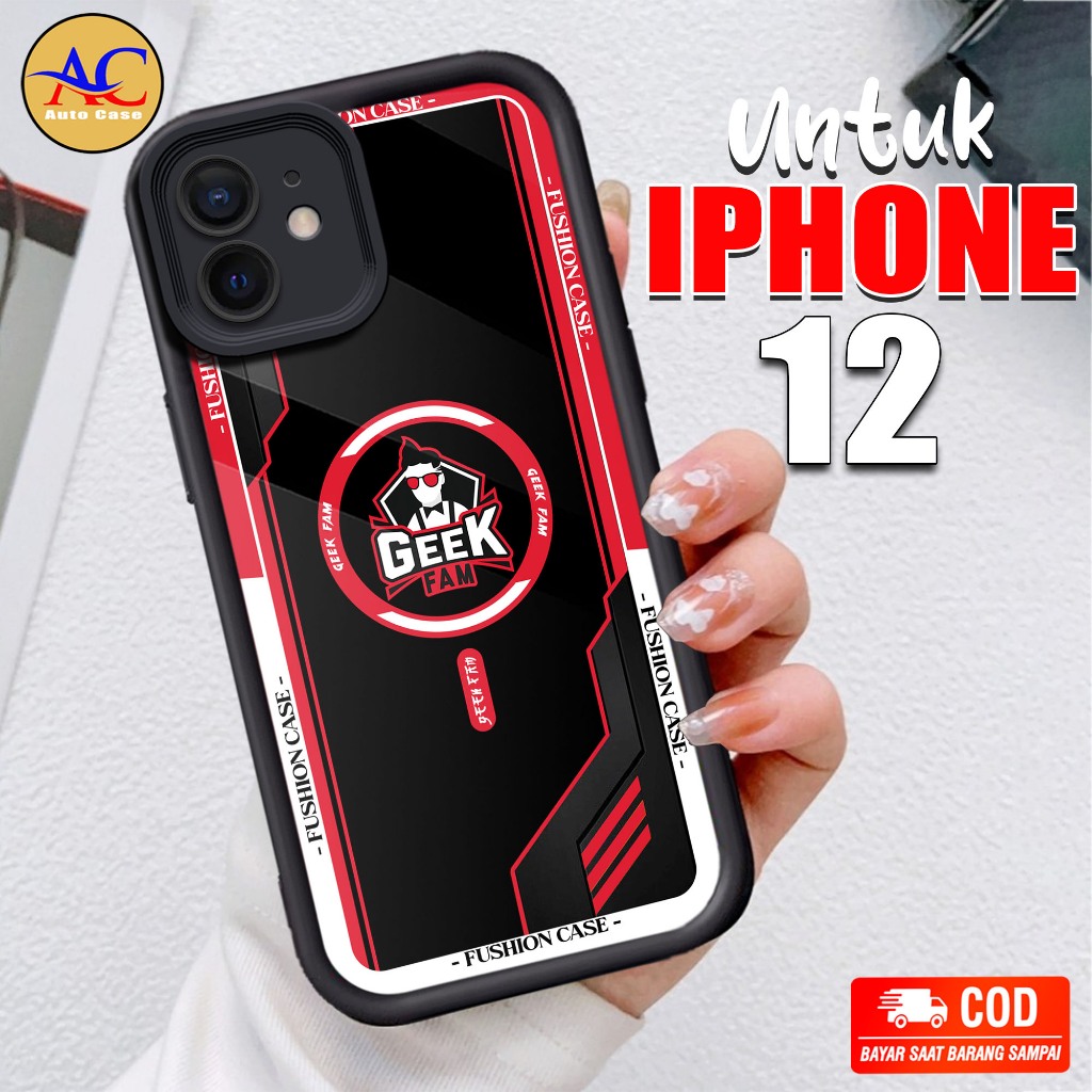 Softcase Glass kaca untuk IPHONE 12 LGO Casing Handphone Case Hp Procamera