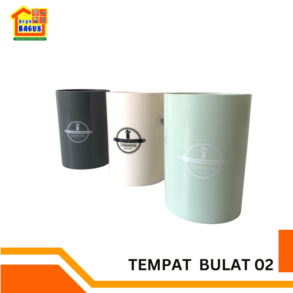 Tempat Sendok Bulat 3 Warna, Tempat Sendok Plastik, Tempat Sendok Tabung