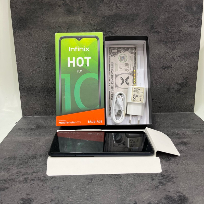 Infinix Hot 10 Play 4/64gb Fullset Second Garansi Resmi