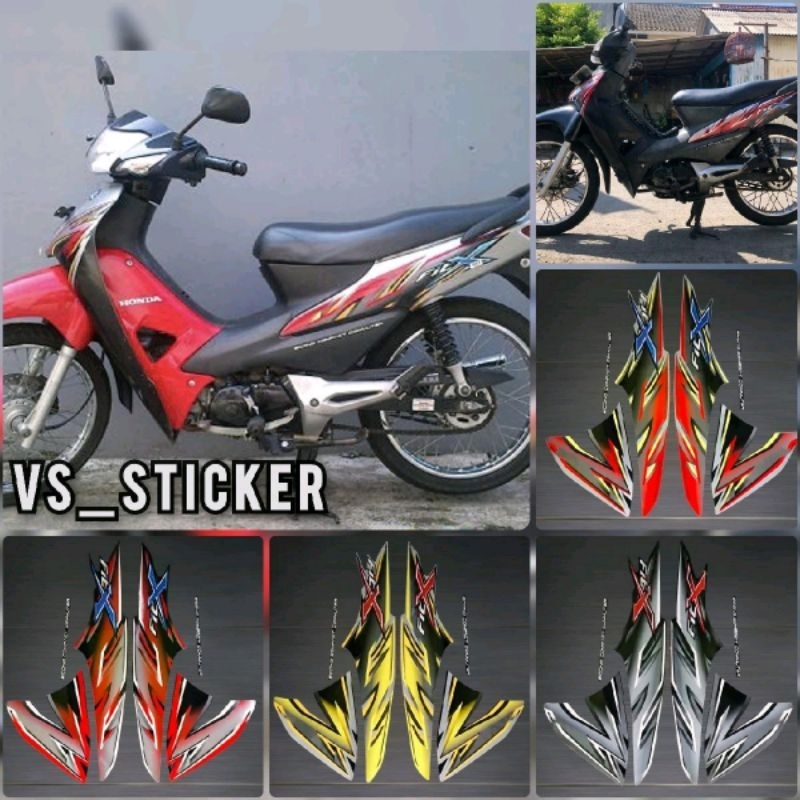 STRIPING LIST STANDART MOTOR HONDA SUPRA FIT FIT X 2008 MERAH HITAM SILVER KUNING