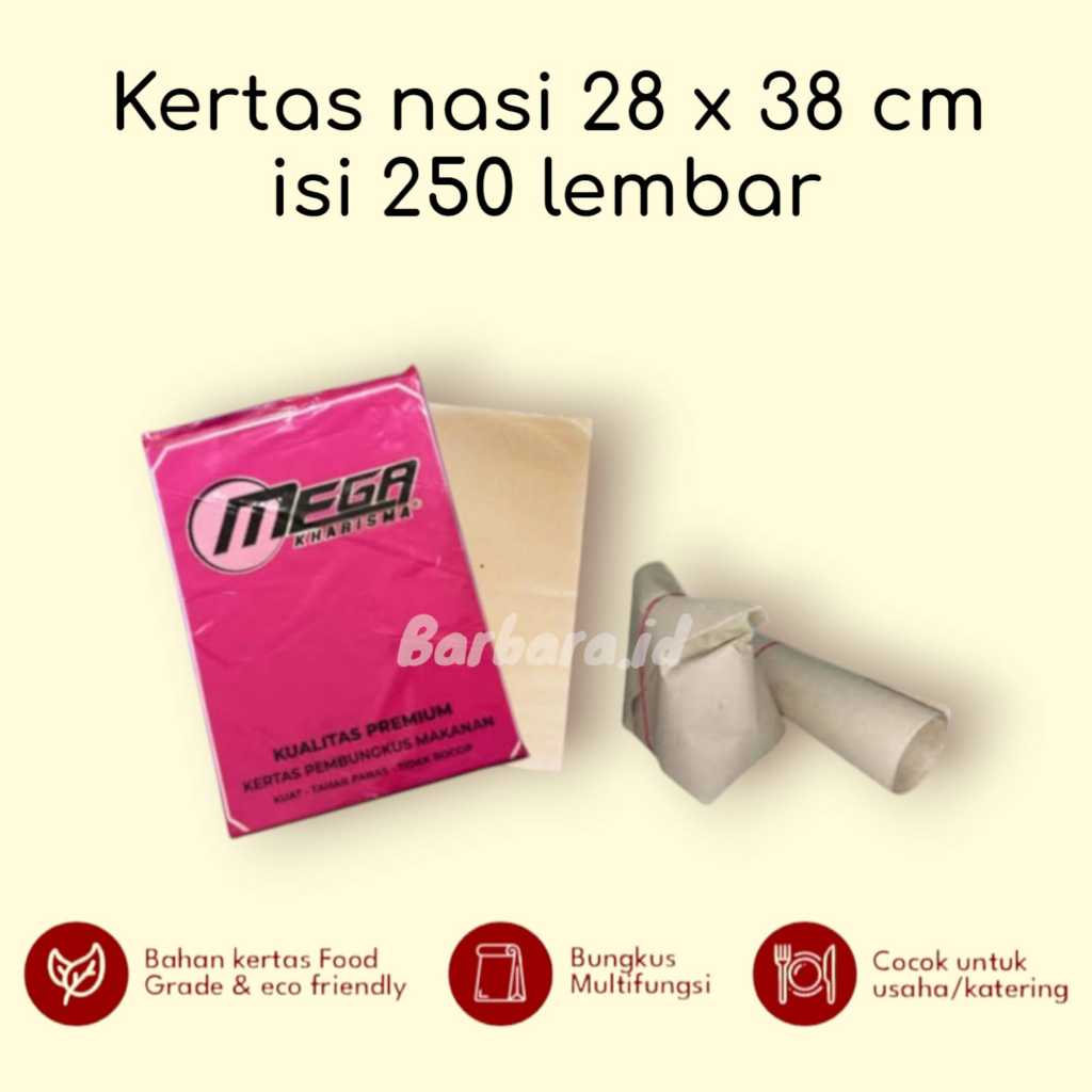 100 LEMBARKertas Nasi Coklat/Kertas Bungkus/Kertas Minyak UKURAN 28X38 CM