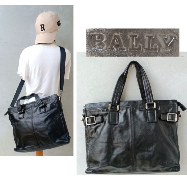 Black Ball Leather Working Laptop Sling Messanger Bag Tas Laptop Kerja Kulit