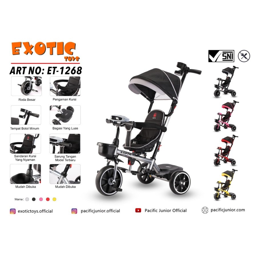 (TERMURAH) Sepeda balita roda tiga exotic 1268 tricycle kereta dorong anak bayi balita dorongan bayi