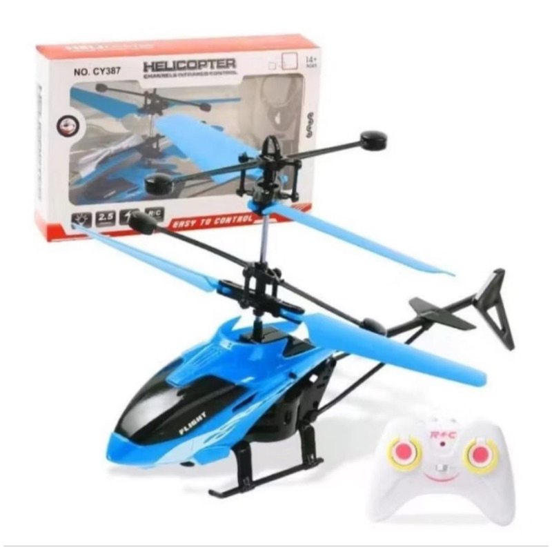 mainan anak helikopter terbang remote sensor tangan hokistore