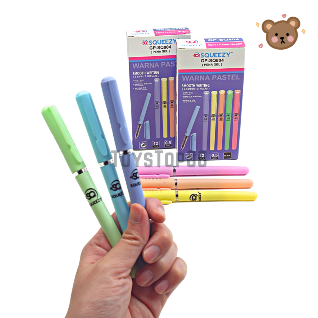

Pulpen Gel Squeezy GP-SQ804 Warna Pastel Tinta Hitam 0.5mm [PER LUSIN]