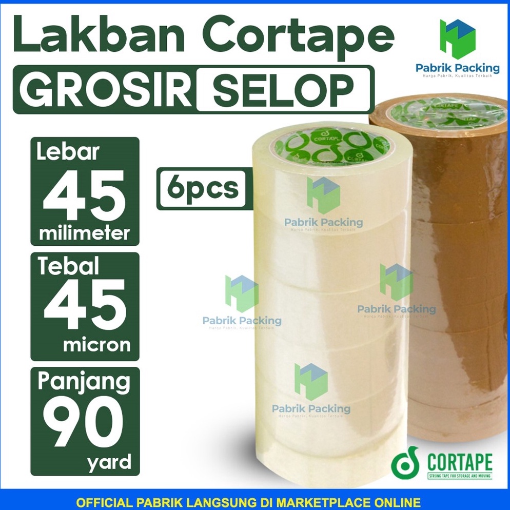 

KODE P68R Lakban Cortape Ukuran 45mm x 9yard Grosir Termurah Per Selop