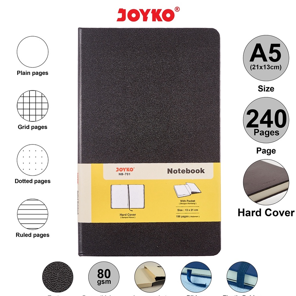 

KODE A67D JOYKO NOTEBOOK DIARY A5 HARD COVER BUKU CATATAN JURNAL A5 JOYKO AGENDA KECIL GARIS KOTAK POLOS TITIK NB71 NB72 NB73