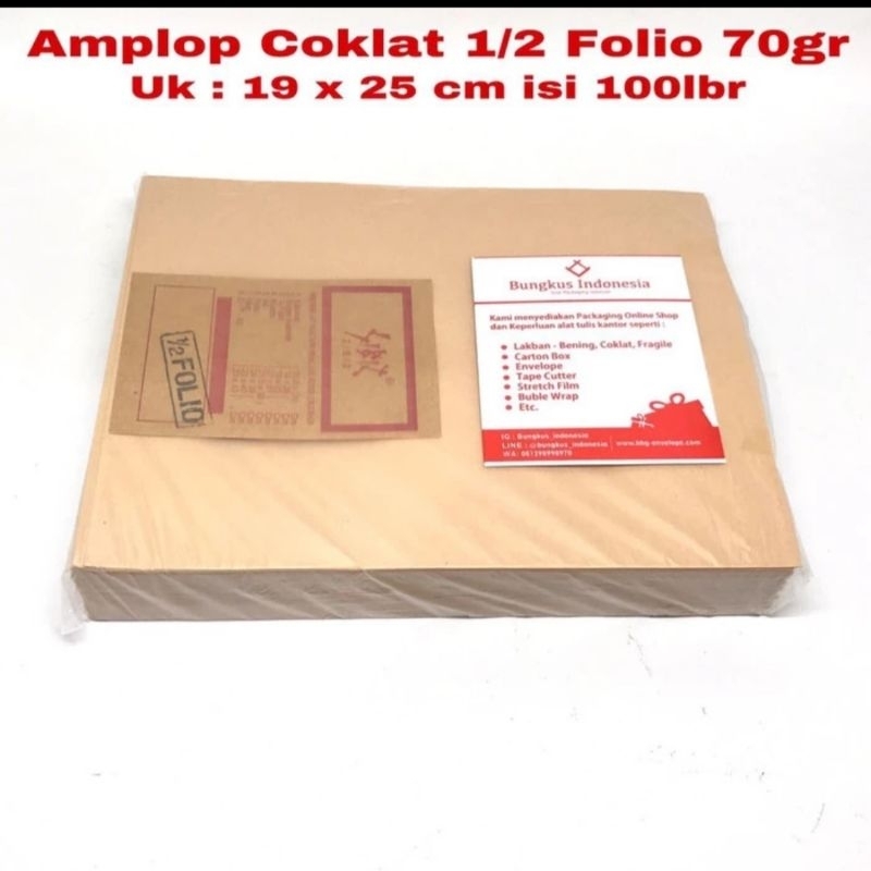

Amplop coklat ukuran 1/2 folio isi 100 lembar