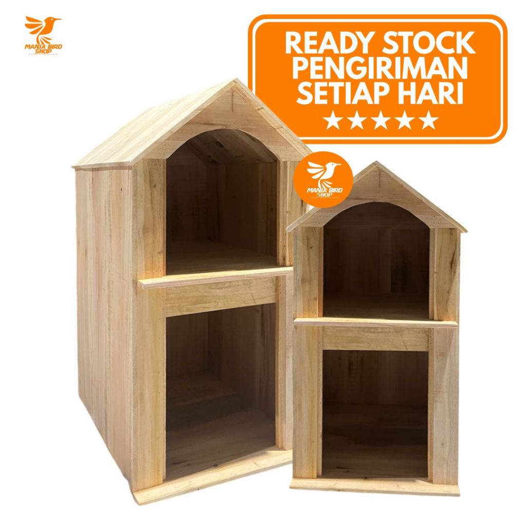 Rumah Kucing Kelinci Anabul Model Tingkat Rumah Kayu