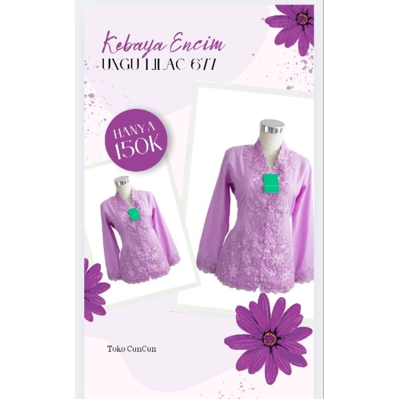 Kebaya Encim Modern Atasan Kebaya Katun Modern Kebaya Sunda Kebaya Ungu 677 Lilac