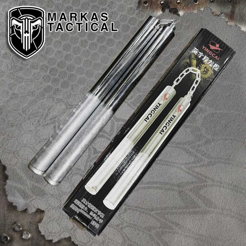 Doubel stik bahan besi nyincai tongkat sambung tactical alat pertahan diri 2 in 1 tongkat latihan be