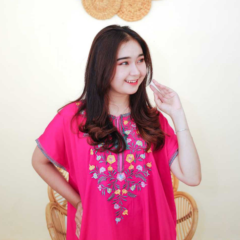 KP8 Daster Polos Bordir Daisy Katun Rayon Premium