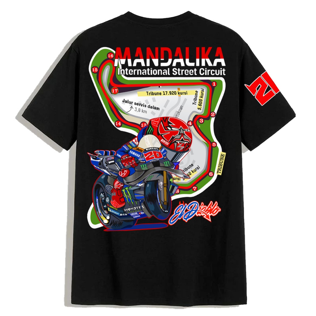 BAJU KAOS Fabio Quartararo#20 MANDALIKA INDONESIA/KAOS MOTOGP KAOS motogp untuk PRIA/WANITA