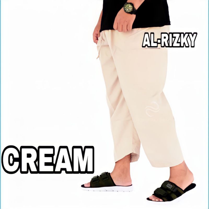 Celana Komprang Cream Polos Sirwal Pangsi Pria Dewasa Muslim Bahan Katun Premium