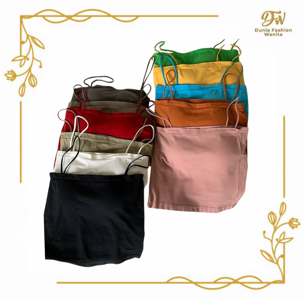 Tanktop Bra With Cup Tank top Basic Wanita Square spaghetti Crop top