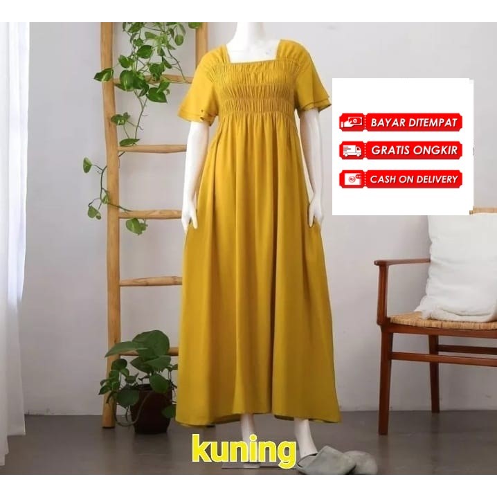 DASTER KERUT DADA/ DRESS KOREAN STYLE / LONG DRESS POLOS / DASTER BUSUI / DASTER KEKINIAN